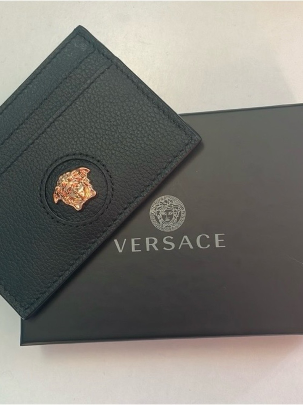 Versace La Medusa Black Leather Card Holder All Inclusive NWT - Picture 5 of 12